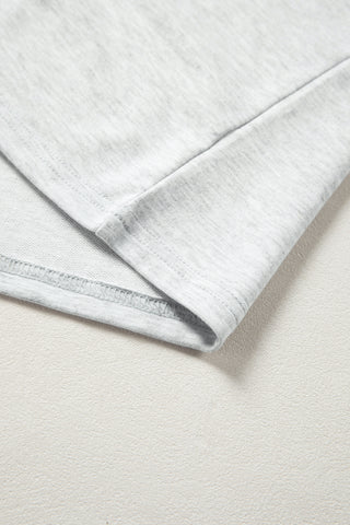 Light Grey Mixed Print Raglan Sleeve Patchwork Exposed Seam Pullover Top