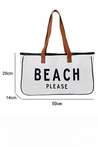 White Canvas Road Trip Tote Bag 50x15x30cm Summer Travel Carryall