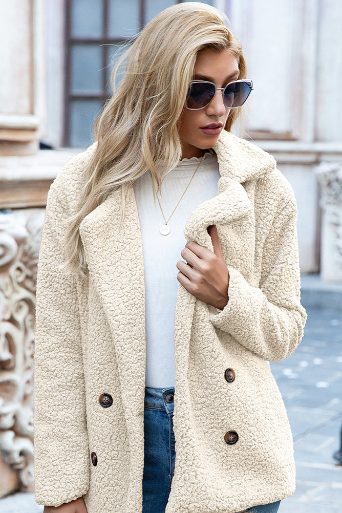 Ivy Lane Full Size Lapel Collar Sherpa Coat