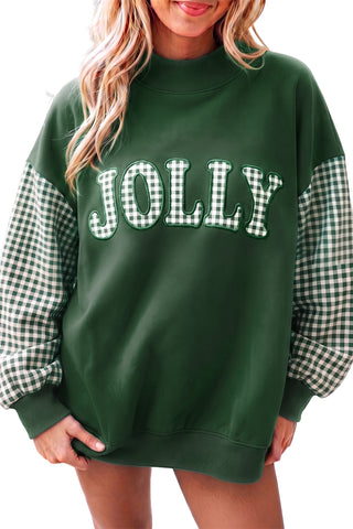Fiery Red Gingham Plaid Oversized Pullover Sweatshirt