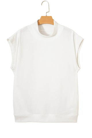 Racing Red Solid Color High Neck Cap Sleeve Loose Top
