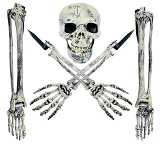 Halloween Skeleton Stakes: Realistic Skull, Head, Hands/Arms – For Party, Home, Garden, Lawn