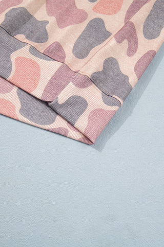 Multicolour Camo Print Howdy Western Style Baggy Pullover Sweatshirt
