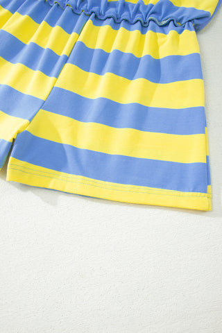 Rose Stripe Dolman Tee Drawstring Skort Athletic 2pcs Set