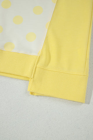 Green Color Block Patchwork Polka Dot Wide Leg Pant Set