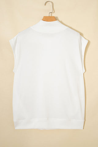 Racing Red Solid Color High Neck Cap Sleeve Loose Top