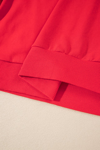 Fiery Red GAMEDAY Embroidered Patch Pattern Casual Shift Sweatshirt