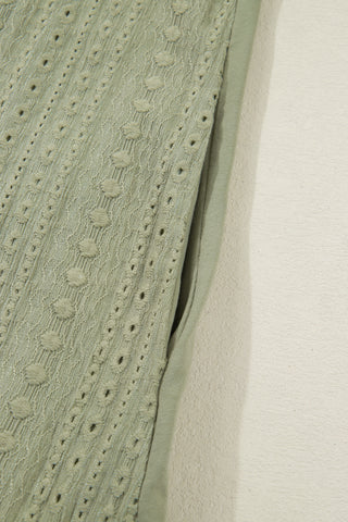 Laurel Green Jacquard Frilled Ruffled Long Sleeve Mini Dress