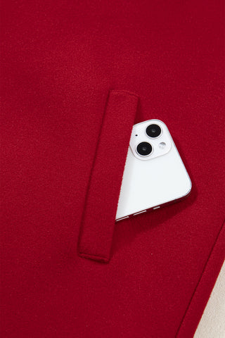 Racing Red Contrast Cuffed Drop Shoulder Zip up Tunic Hoodie