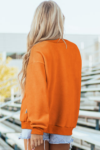 Red Dahlia Oversize Drop Shoulder Reversible Mock Neck Sweatshirt