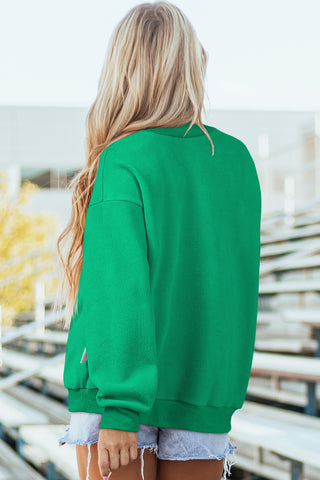 Red Dahlia Oversize Drop Shoulder Reversible Mock Neck Sweatshirt