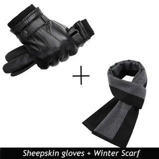 BISON DENIM Men Genuine Sheepskin Leather Gloves