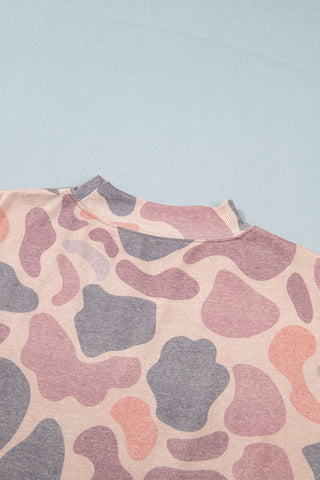 Multicolour Camo Print Howdy Western Style Baggy Pullover Sweatshirt