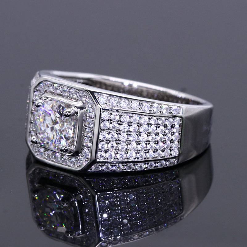 Men's Engagement Rings 3 Carats Moissanite Diamond Silver