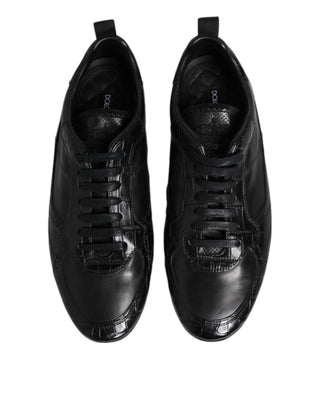 Dolce & Gabbana Black Exotic Leather Low Top Sneakers Shoes