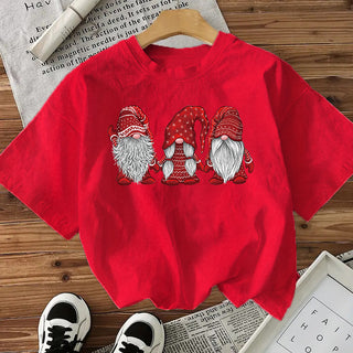 Doll Cotton Women's Short Sleeve Fashion Style Top American Christmas New Arrival