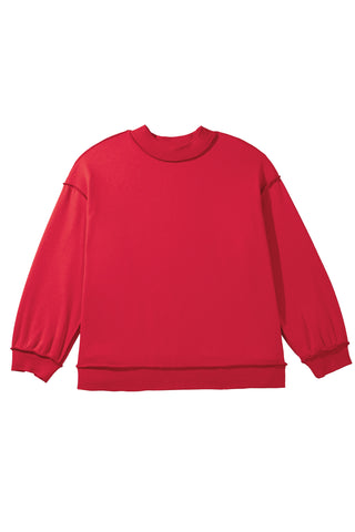 Racing Red Exposed Seam Detail Reversible Double Wear Plus Size Sweatshirt