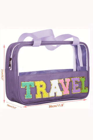 Parchment TRAVEL Chenille Letter Clear PVC Makeup Bag