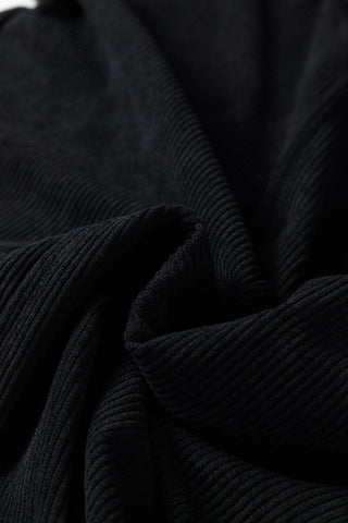 Black Plus Size Corduroy Patch Pocket Sleeveless Mini Dress