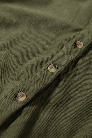 Vineyard Green Corduroy Half Button Collared Long Sleeve Mini Dress