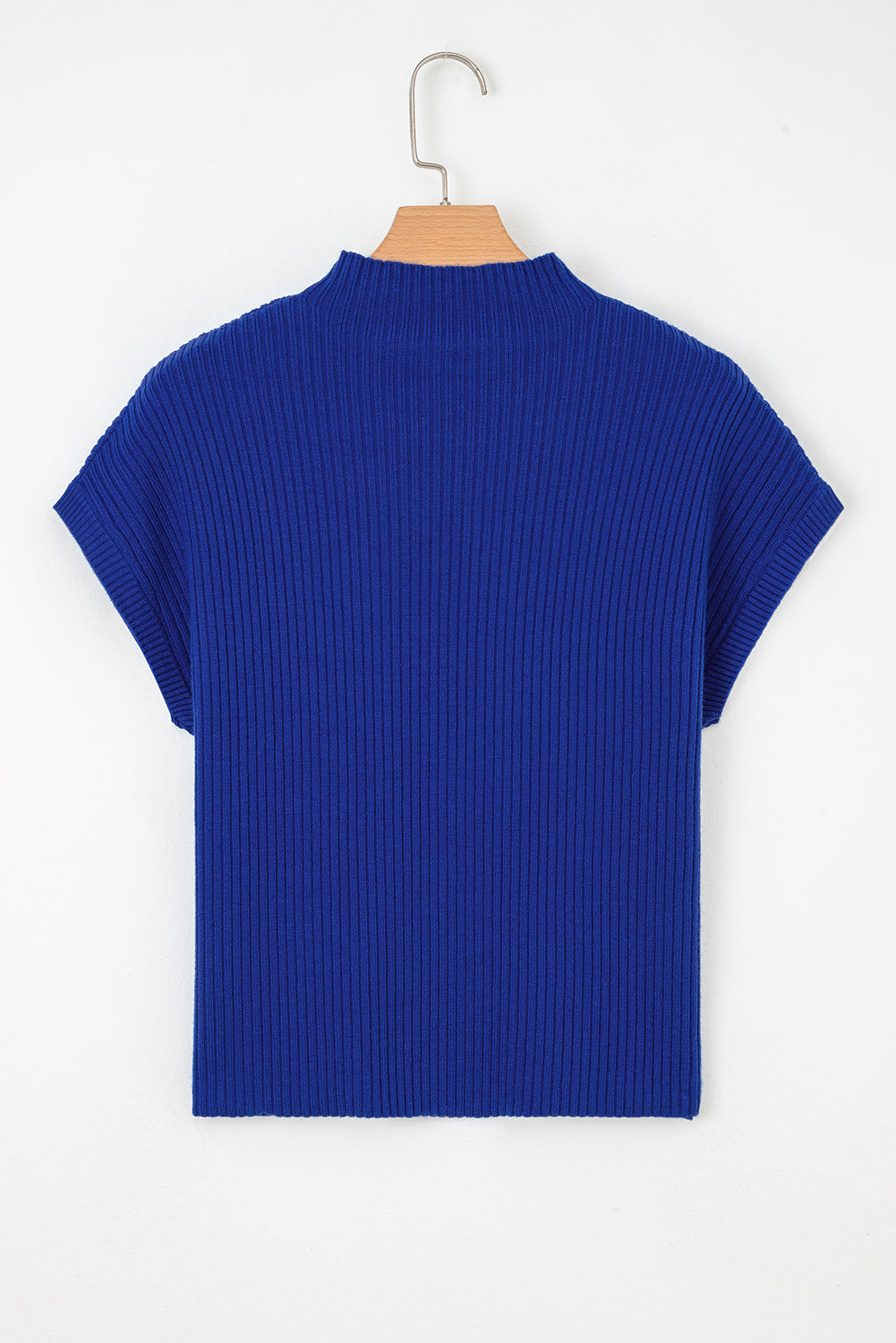 Oatmeal Patch Pocket Ribbed Knit Short Sleeve Sweater