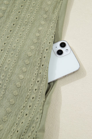 Laurel Green Jacquard Frilled Ruffled Long Sleeve Mini Dress