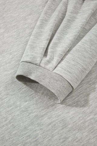 Light Grey Long Sleeve Patch Embroidery Tunic Plus Size Blouse