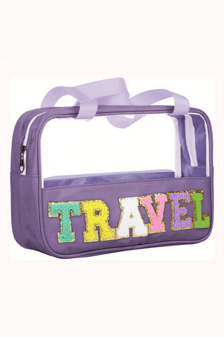 Parchment TRAVEL Chenille Letter Clear PVC Makeup Bag