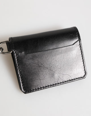 Dolce & Gabbana Wallet Black Leather Logo Embossed Key Chain Card Holder Wallet