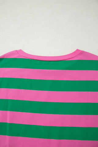 Rose Stripe Dolman Tee Drawstring Skort Athletic 2pcs Set