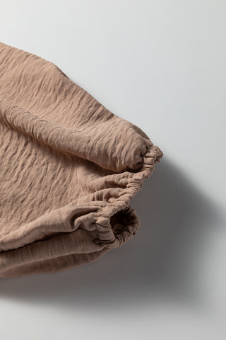 Smoke Gray Deep V Neck Bubble Sleeve Smocked Mini Dress