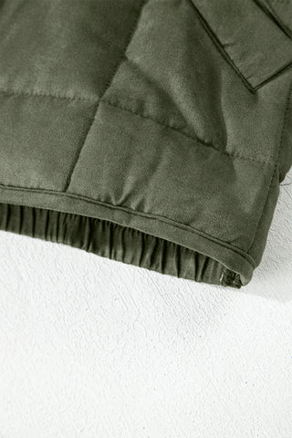 Green Zip-Up Pocket Quilted Jacket