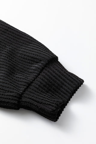 Black MERRY Corded Long Sleeve Top and Pockets Pants Set