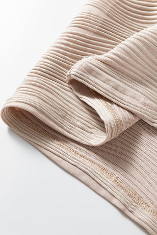 Parchment Solid Color Textured Zip V Neck Pullover Sweatshirt