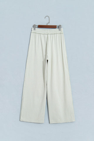 Red Plaid Contrast Trim Drawstring Elastic Waist Shift Pants