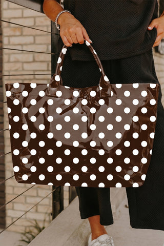 Sky Blue Patriotic Stars and Stripes Pattern Vinyl Glossy Tote Bag