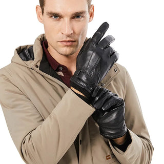 BISON DENIM Men Genuine Sheepskin Leather Gloves