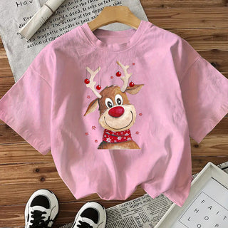 Fashionable Style Short Sleeve Cotton Women's Top American Christmas New Arrival