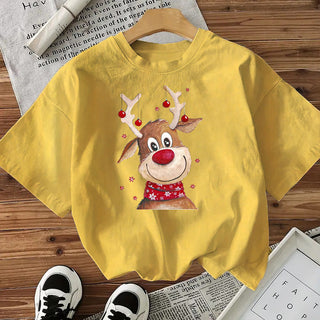 Fashionable Style Short Sleeve Cotton Women's Top American Christmas New Arrival