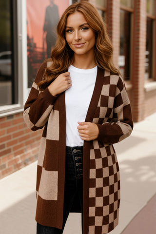 The Café Mocha Check Cardigan