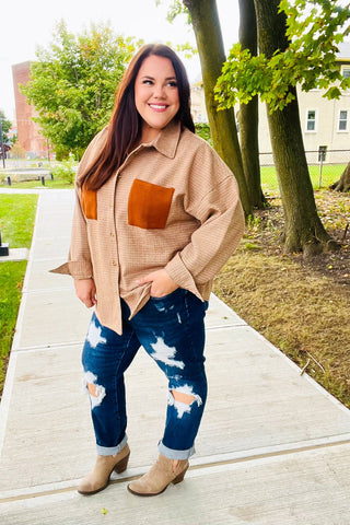 Start Your Day Rust Flannel Plaid Oversized Shacket