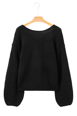 Bonbon Festive Bow Backless Bubble Sleeve Sweater