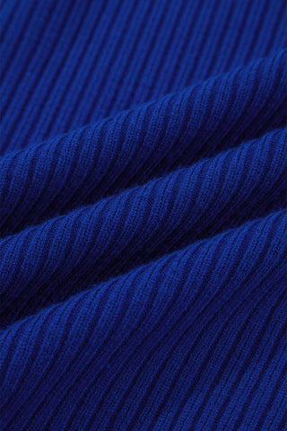 Oatmeal Patch Pocket Ribbed Knit Short Sleeve Sweater