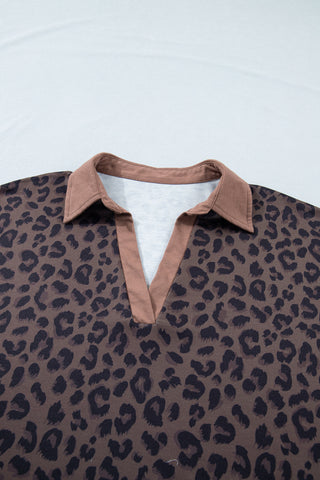Brown Plus Size Leopard Short Set