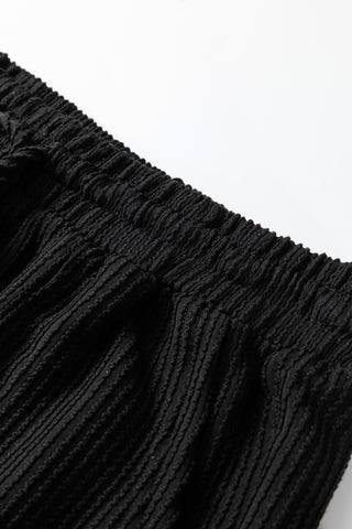 Black MERRY Corded Long Sleeve Top and Pockets Pants Set