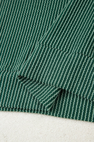 Blackish Green Twisted Rib Outlined Merry Letter Graphic Loose Long Sleeve Top