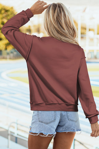 Red Dahlia Oversize Drop Shoulder Reversible Mock Neck Sweatshirt