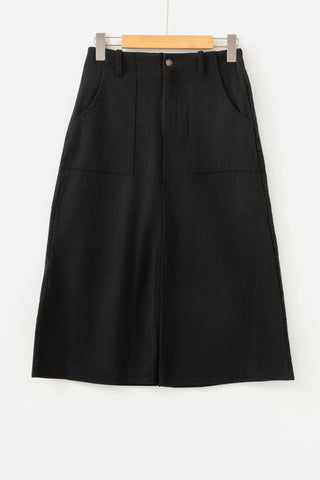 Coffee Front Slit Shift High Waist Midi Skirt