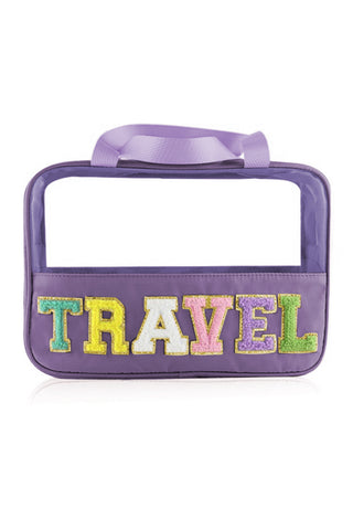 Parchment TRAVEL Chenille Letter Clear PVC Makeup Bag