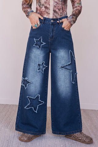 Ashleigh Blue Star Decorated Wide Leg Jeans
